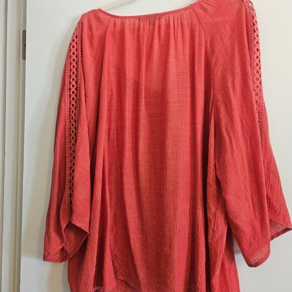 Zac & Rachel Woman 2X Orange Flowy Embellished Top - Picture 5 of 5